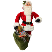 Red Velvet Santa With Bag of Toys