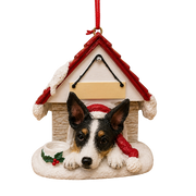Ceramic Doghouse Ornament - Rat Terrier