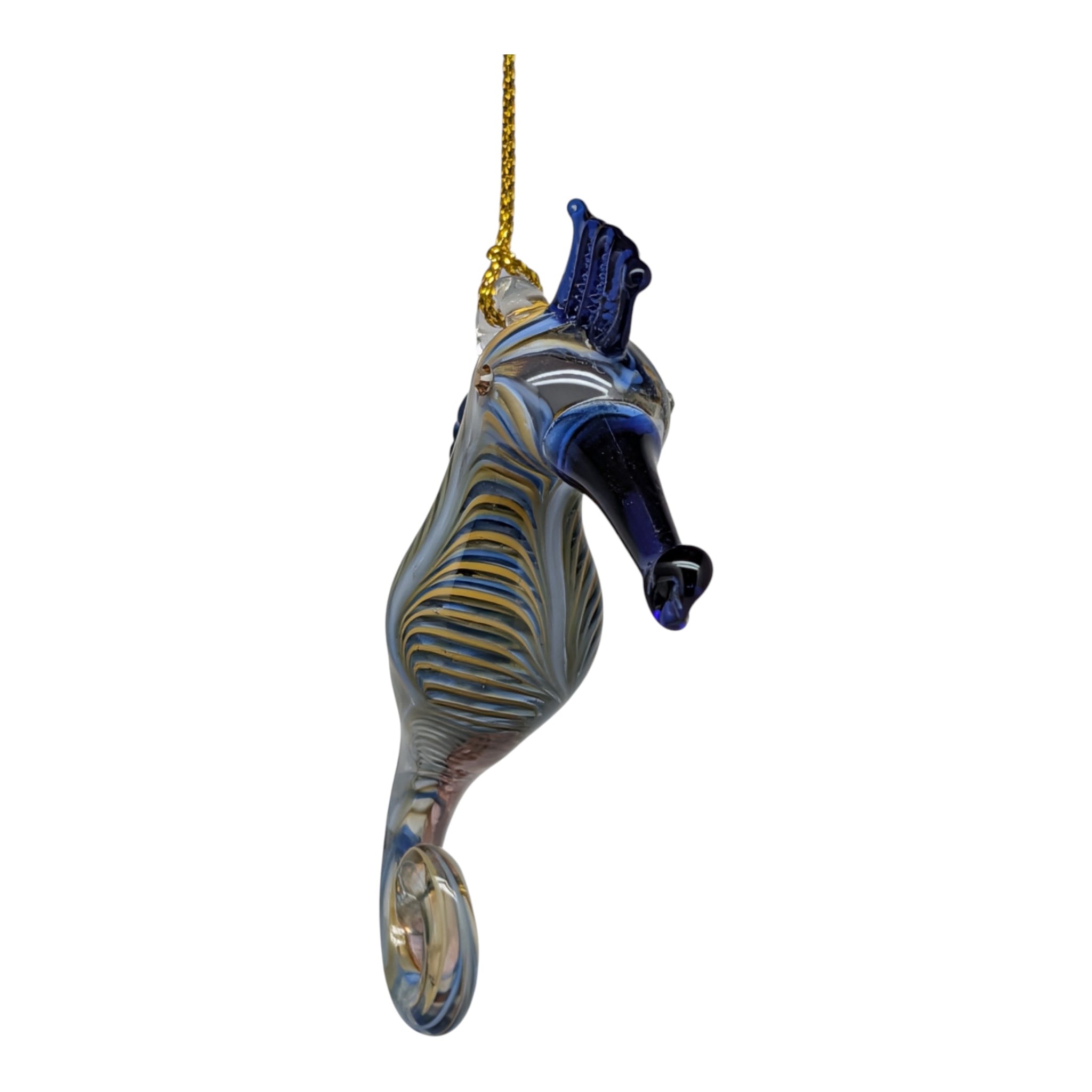 Royal Blue and Clear Seahorse Ornament with Asfour Crystal Eyes