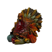 Resin Bountiful Harvest Turkey Figurine Looking Left