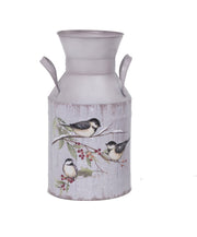Metal Holiday Milk Can 3 Chickadees