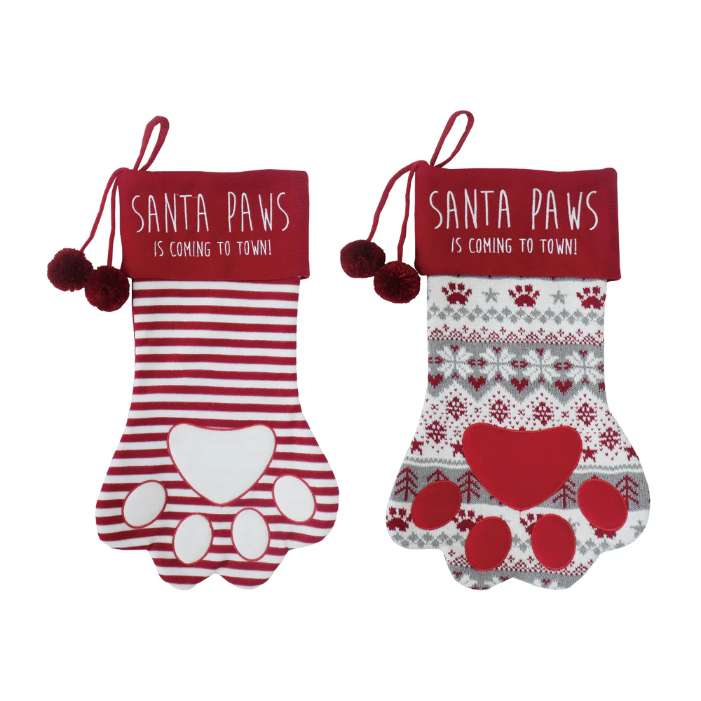 Cat's Paw Stocking - Embroidered -