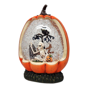 Graveyard Skeleton Lighted Waterglobe Pumpkin