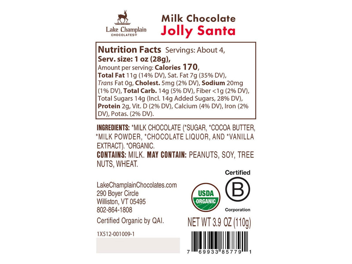 Organic Milk Chocolate Jolly Santa Claus
