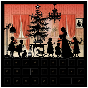 A Family's Timeless Christmas Celebration: Warmth and Wonder Indoors Silhouette Advent Card
