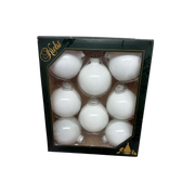 Porcelain White 2 5/8" Silver Crown Glass Ball - 8 Piece Set