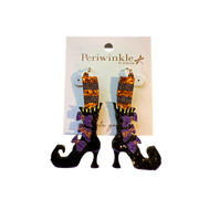 Glittery Witch Hat Booties Earrings