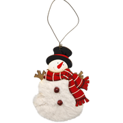 Wood and Fur Snowman Ornament - Wearing his Tophat
