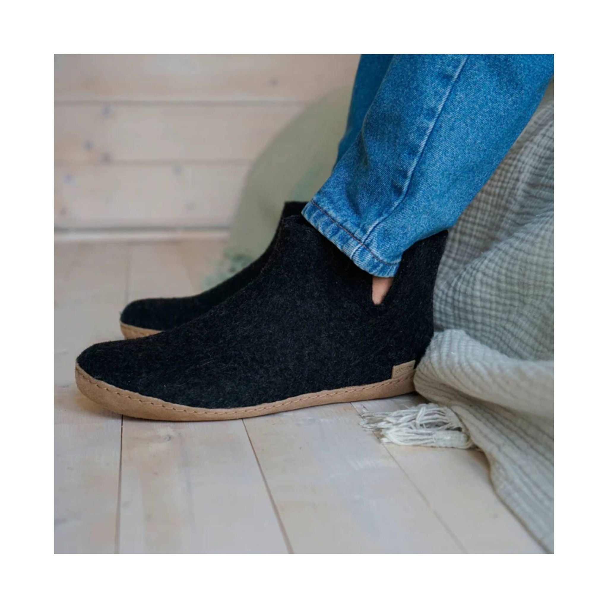 Glerups Boot With Leather Sole Slipper - Charcoal by Lenny's Shoe & Apparel