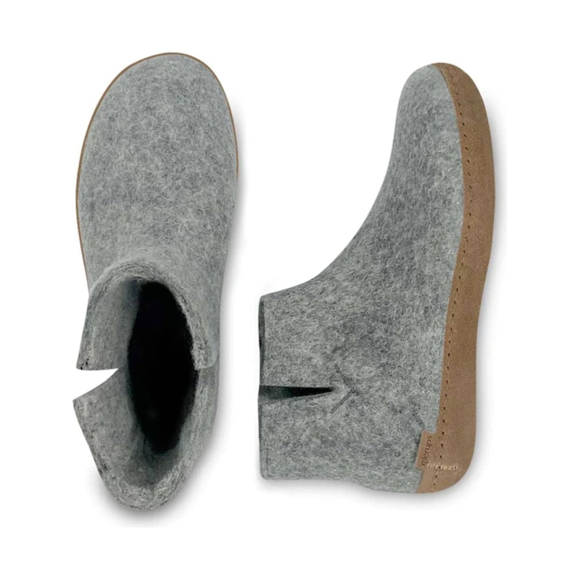 Glerups Boot With Leather Sole Slipper - Grey Suede by Lenny's Shoe & Apparel