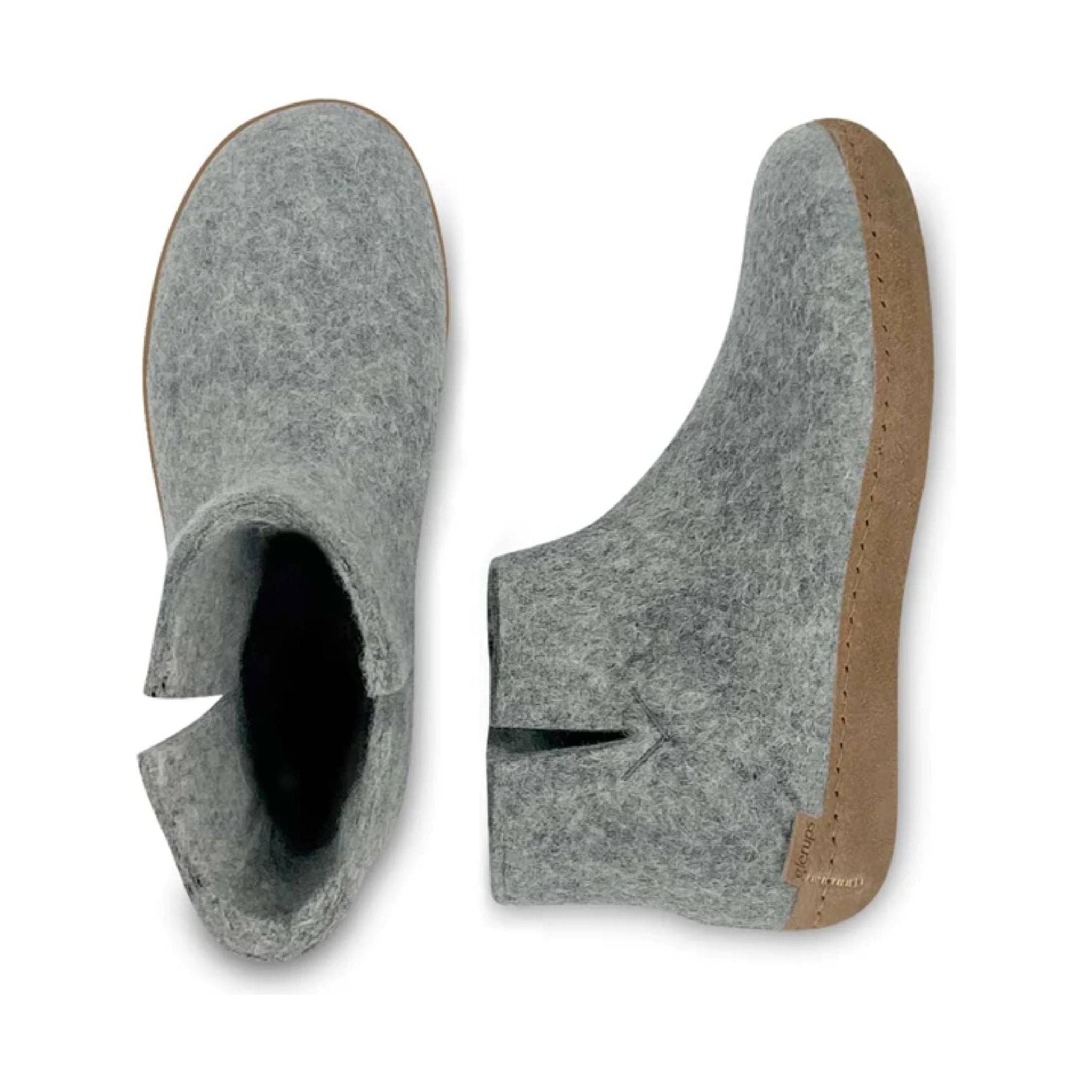 Glerups Boot With Leather Sole Slipper - Grey Suede by Lenny's Shoe & Apparel