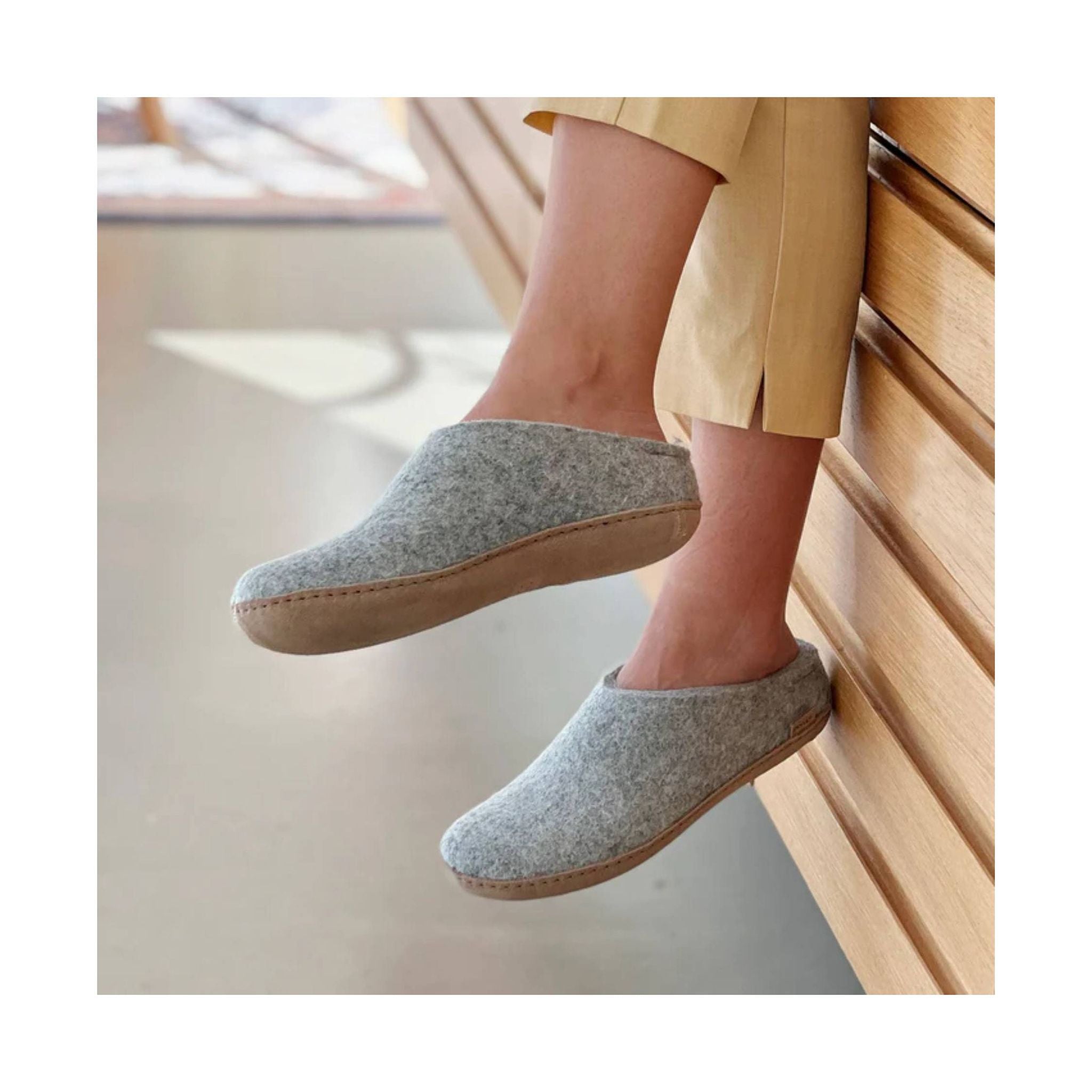Glerups Slip On With Leather Sole Slipper - Grey Suede by Lenny's Shoe & Apparel