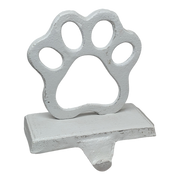 Cast Iron Paw Print Stocking Holder - White