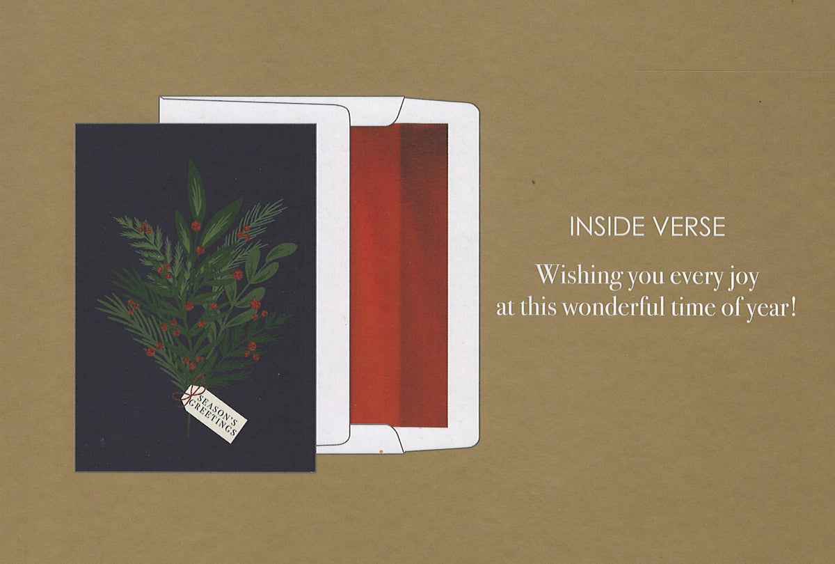 Foil Accented Embossed Cards (Season's Greetings with Evergreens)