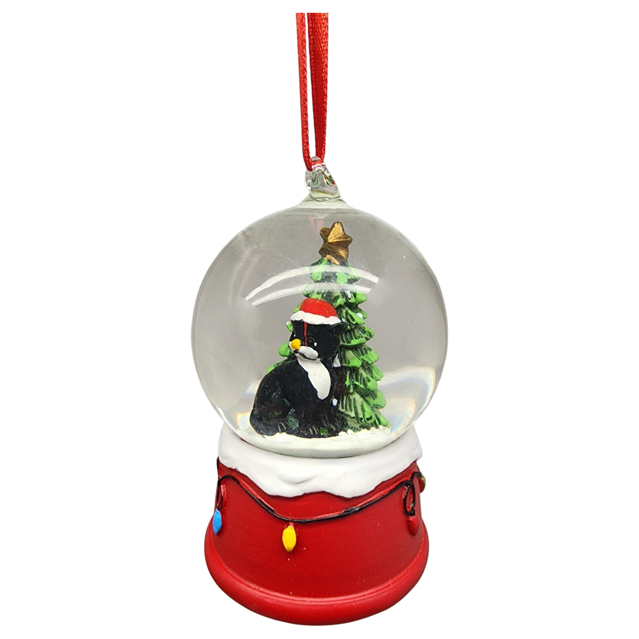 Charming Kitty Snow Globe Ornament - Black Cat
