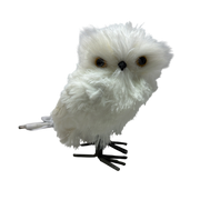Barnaby Faux Fur Owl Figurine - Head Turned Right