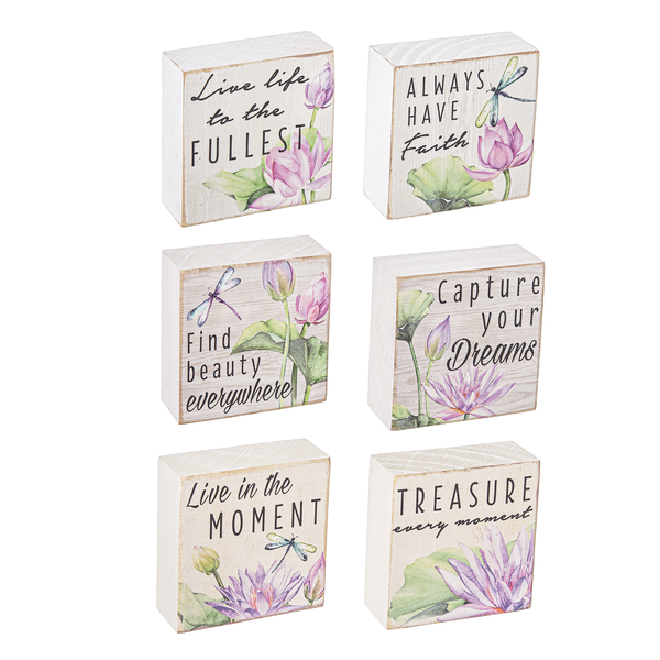 Watercolor Lilies Sign  Block -  Live Life