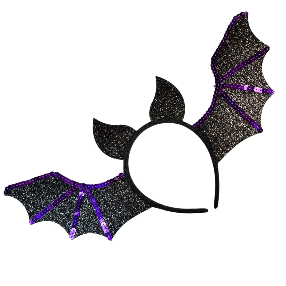 Halloween Headband Purple Trim Bat Wings - Kids Size