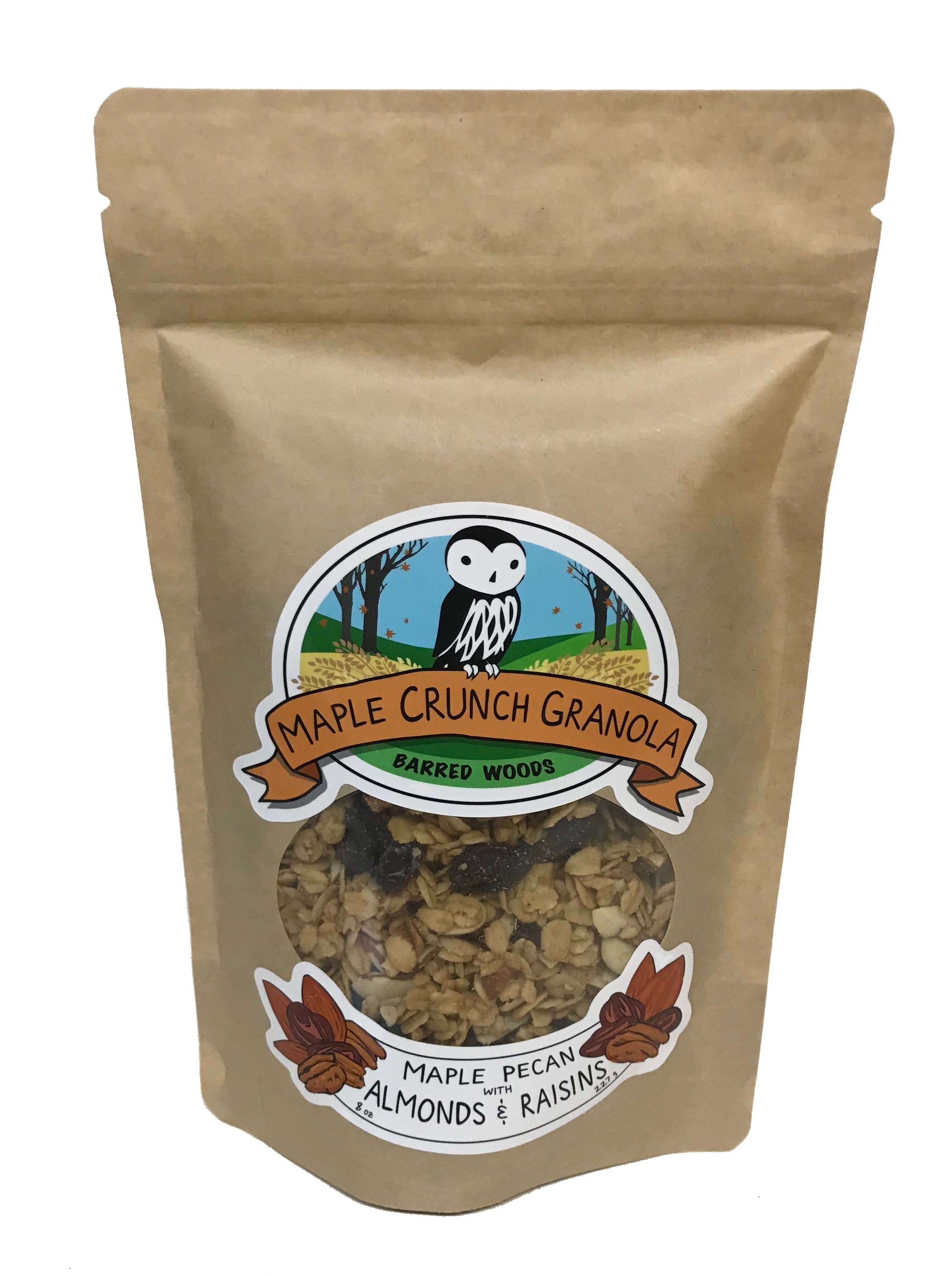 Bulk Maple Crunch Granola - 16 oz Bag Maple Pecan with Almonds & Raisins by Barred Woods Maple