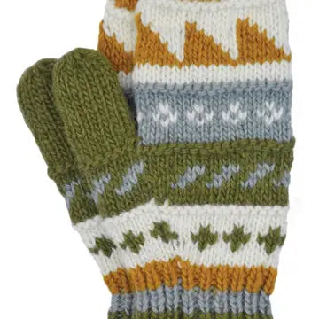 Patterned Mittens-Pure Wool-Knitted