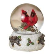 Cardinals on a Pinecone Water Globe - 5 Inch
