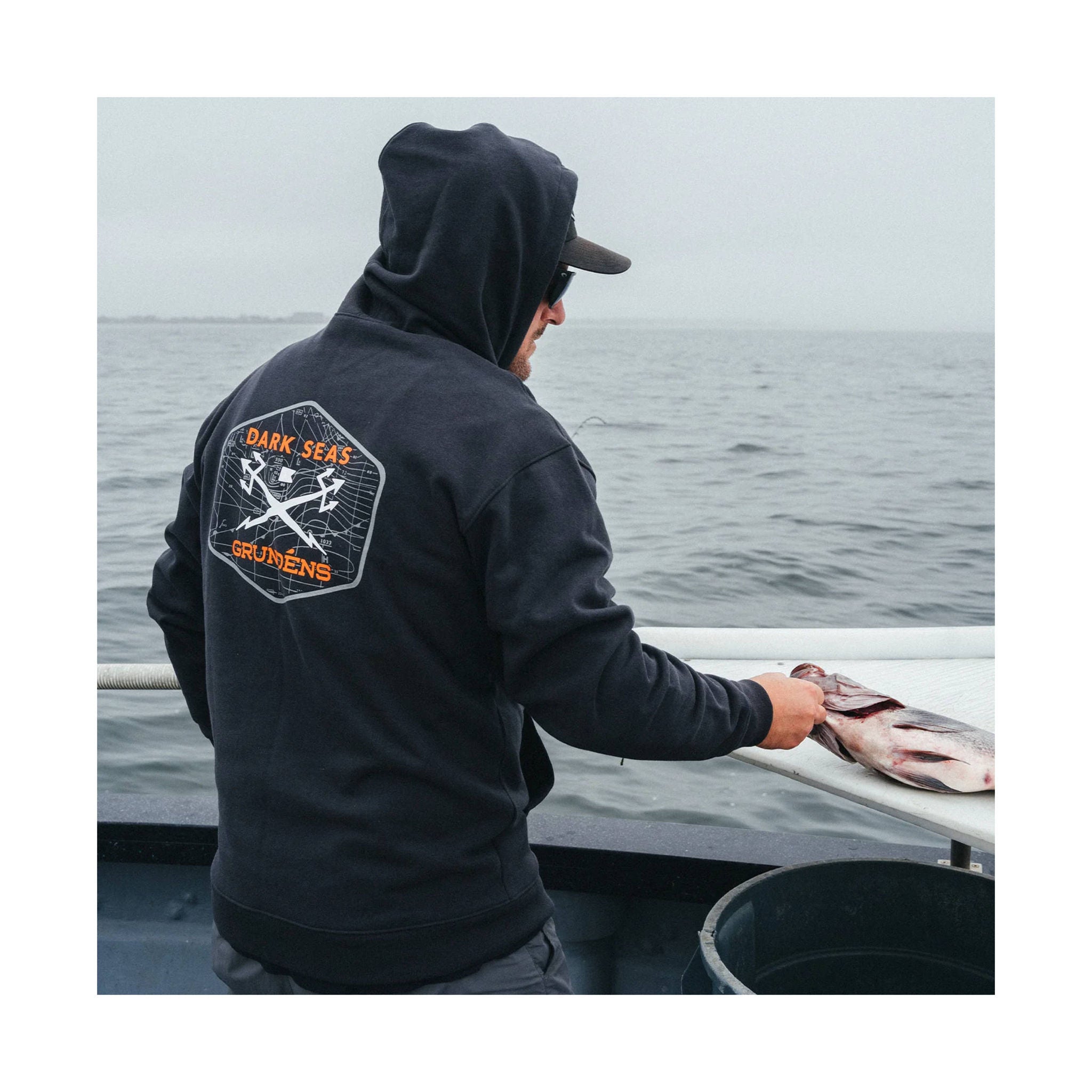 Grundens Men's Dark Seas X Grundens Deploy Hoodie - Black by Lenny's Shoe & Apparel