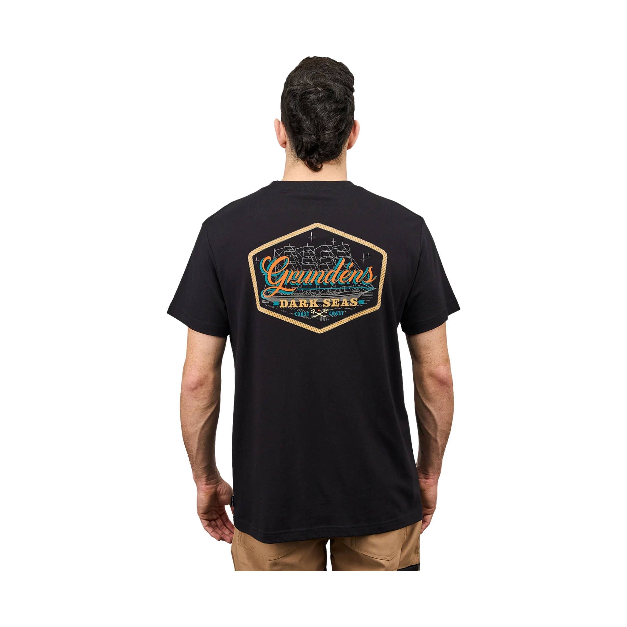 Grundens Men's Dark Seas X Grundens Watercraft SS T Shirt - Black by Lenny's Shoe & Apparel