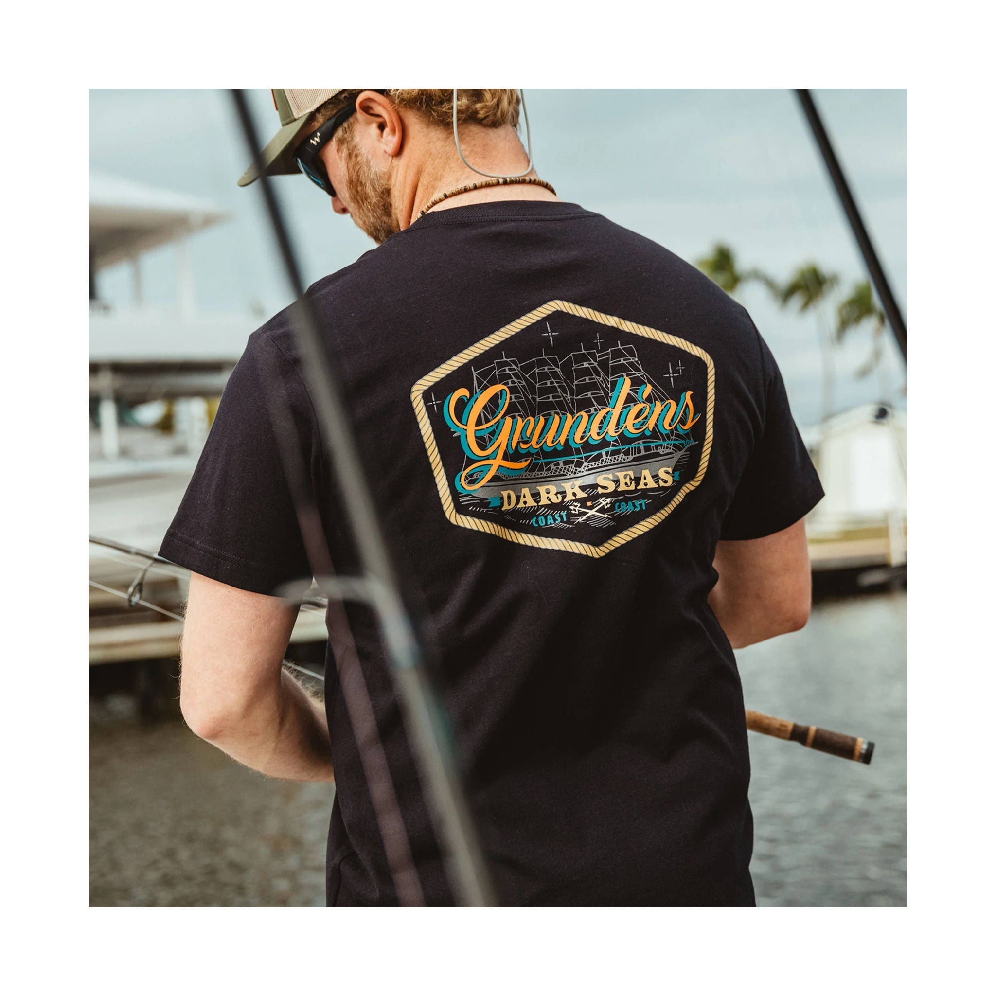Grundens Men's Dark Seas X Grundens Watercraft SS T Shirt - Black by Lenny's Shoe & Apparel