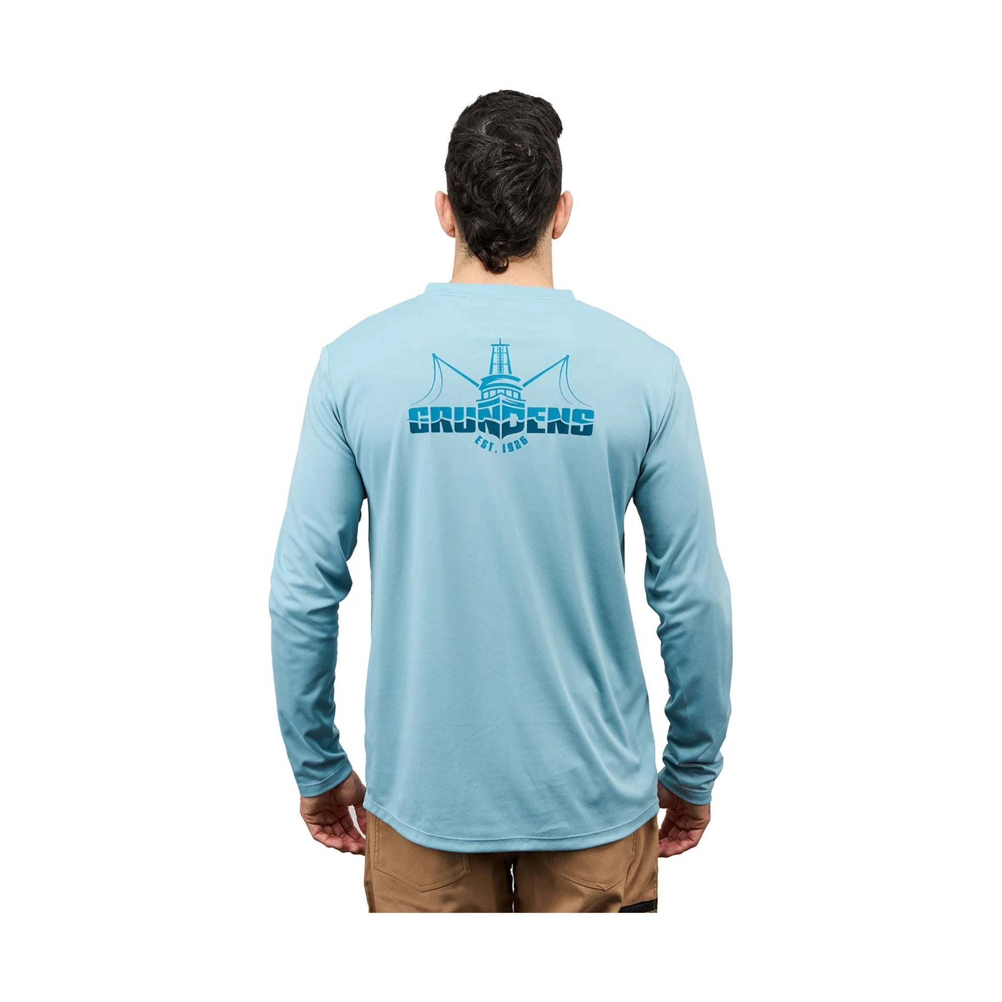 Grundens Men's Logo Boat Long Sleeve Tech Tee - Surf by Lenny's Shoe & Apparel