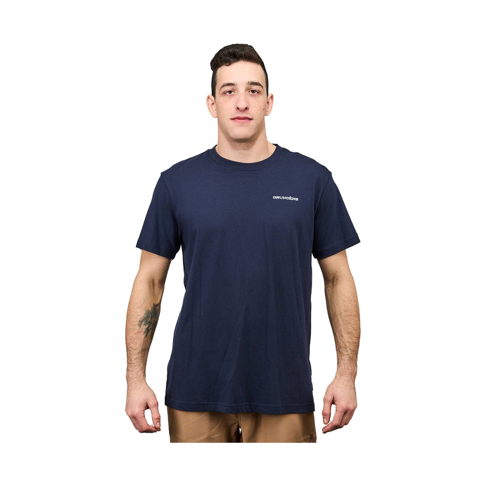 Grundens Men's Logo Boat SS T Shirt - Dark Navy by Lenny's Shoe & Apparel