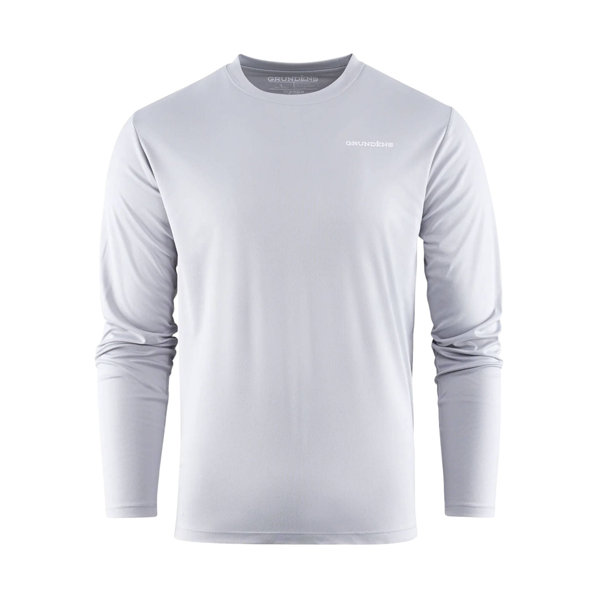 Grundens Men's Striped Bass Long Sleeve Tech Tee - Steel Grey by Lenny's Shoe & Apparel