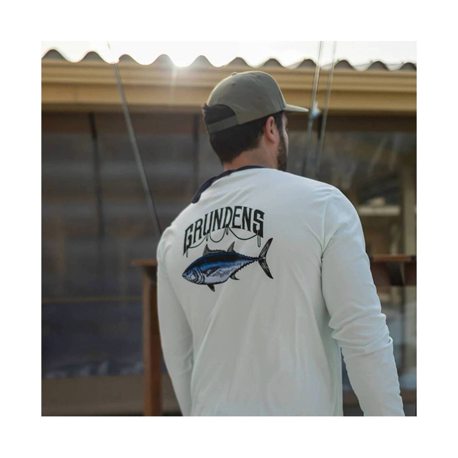 Grundens Men's Tuna Long Sleeve Tech Tee - Wan Blue by Lenny's Shoe & Apparel