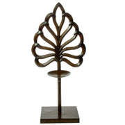 Ornate Metal Candle Holder with Round Pillar Shelf