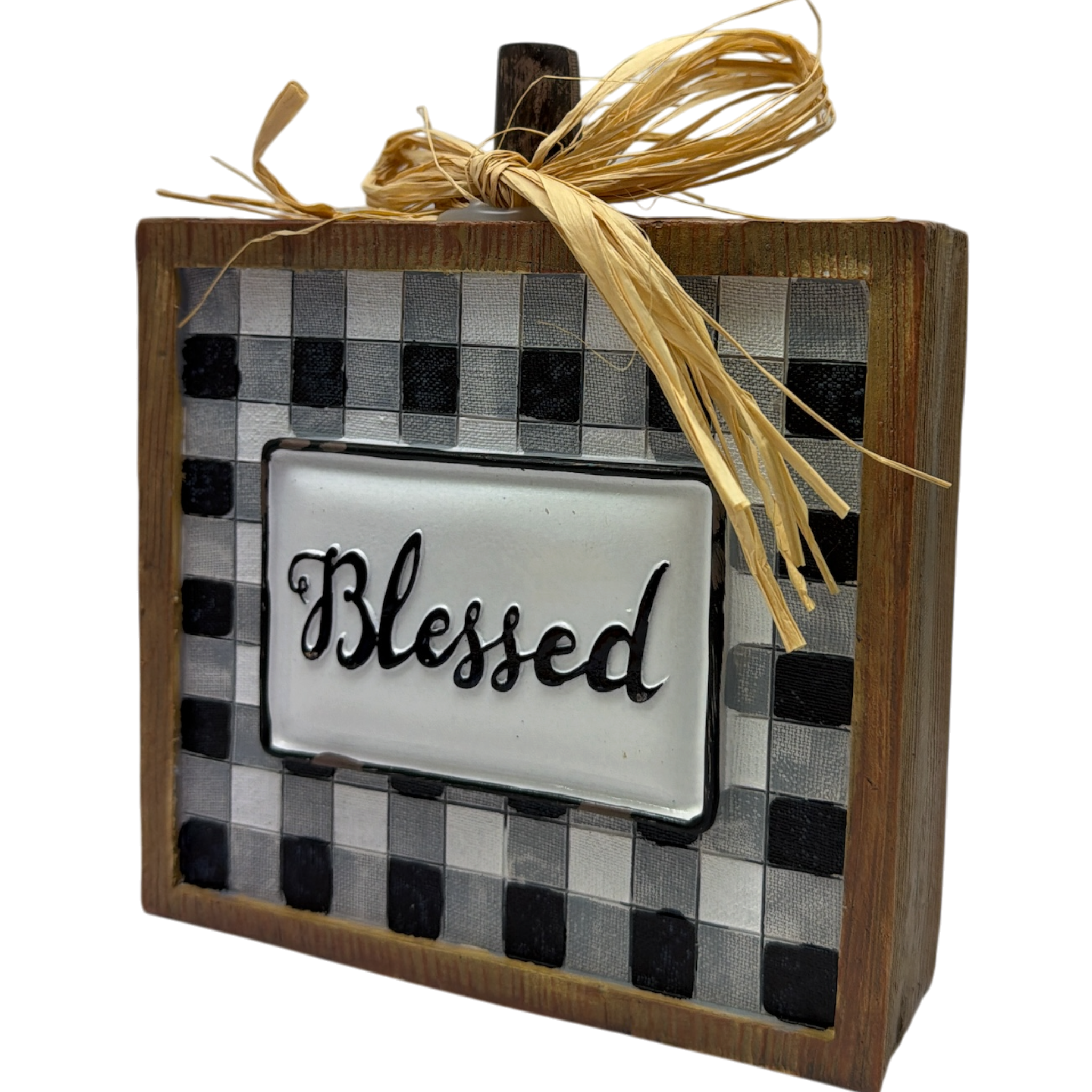 Black and White Check Table Sitter -