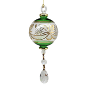 Special Etching Crystal Ball with Dangles Ornament - Green