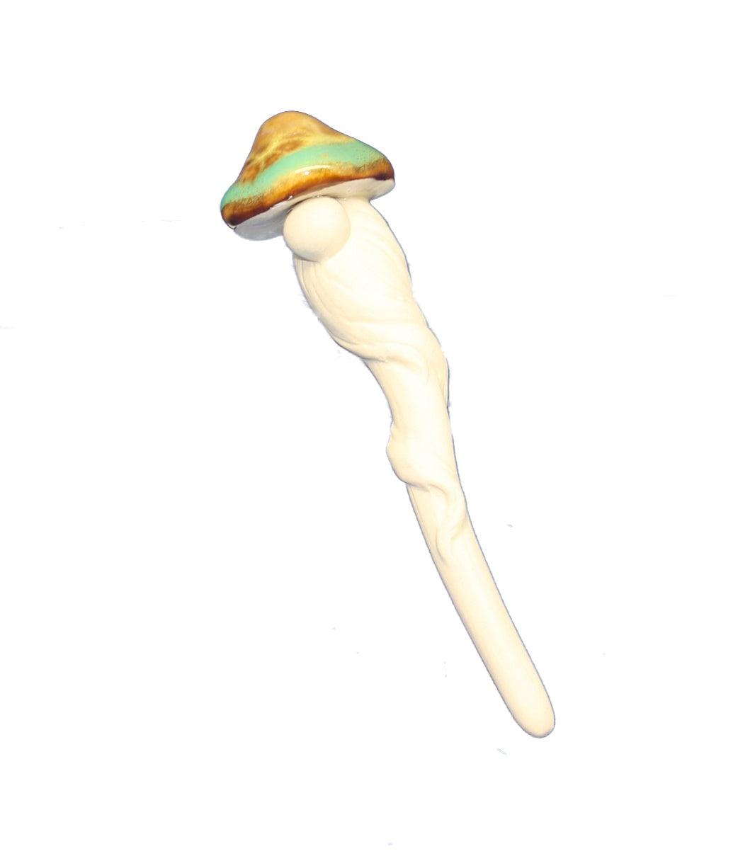 Stoneware Mushroom  Plant Stake -