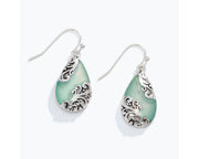 Caribbean Blue Teardrop Earrings with Silver Filigree