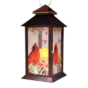 Christmas Cardinal Lantern with LED Candle - Joy