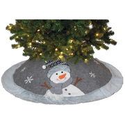 Grey Fabric Snowman Tree Skirt - 48 Inch