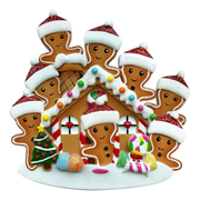 Gingerbread House Family Of 8 - Ornament
