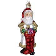 Bountiful Santa Glass Ornament
