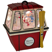 Merry Christmas Ski Gondola Lighted Snowglobe - Snowman
