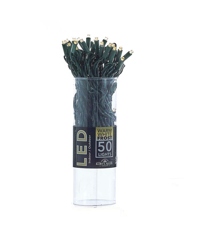 50-Light 5mm Warm White Frosted LED Green Wire Light Set