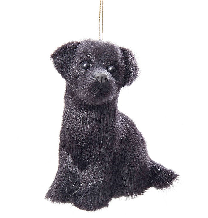 Plush Puppy Black Labrador Ornament