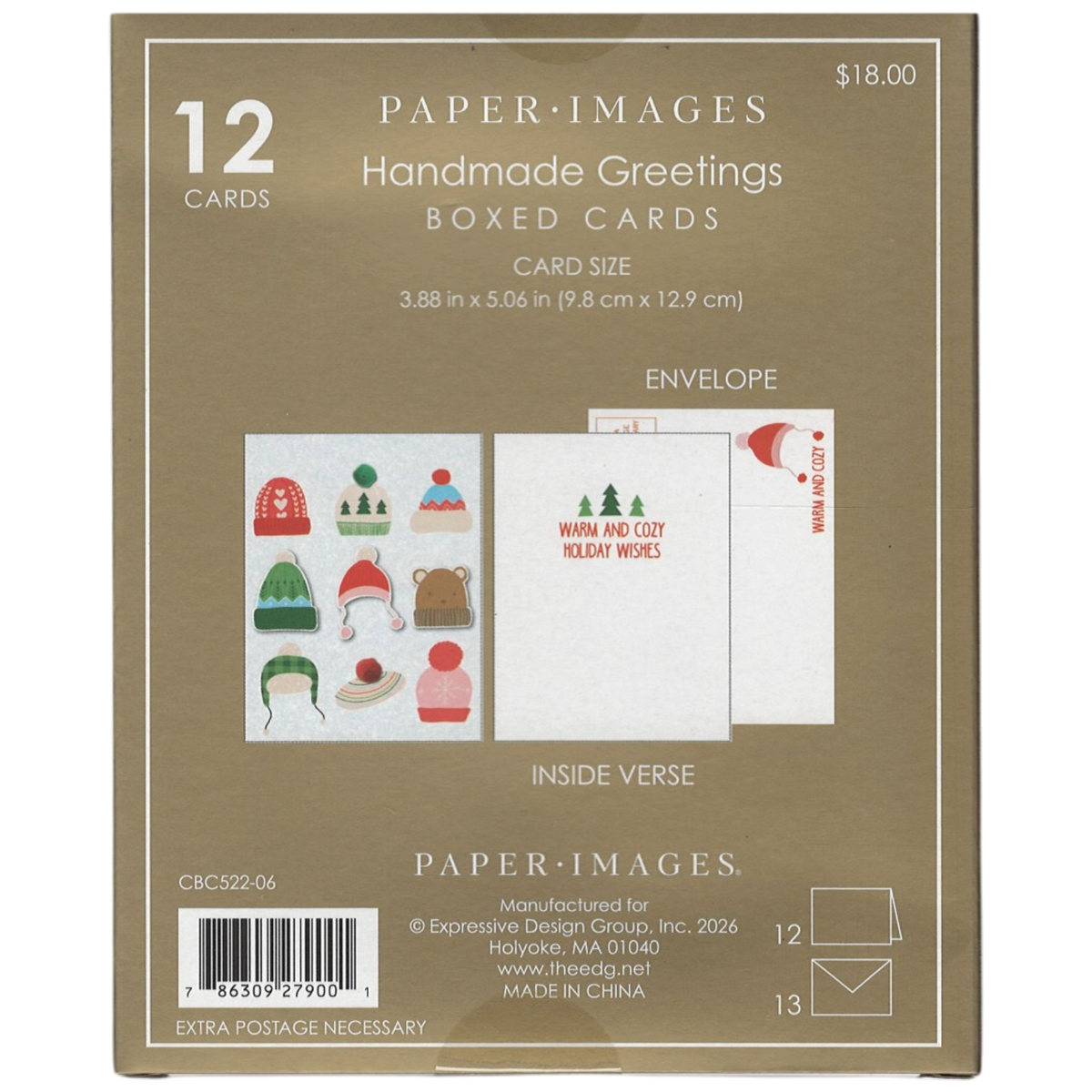 Handmade Greetings Boxed Cards - Winter Hats
