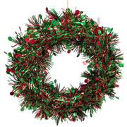 Tinsel Wreath - 12 Inch - Red & Green