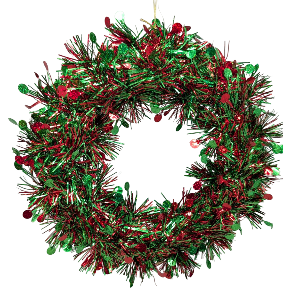 Tinsel Wreath - 12 Inch - Red & Green