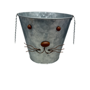 Galvanized Metal Bunny Design Bucket with Ears - Medium