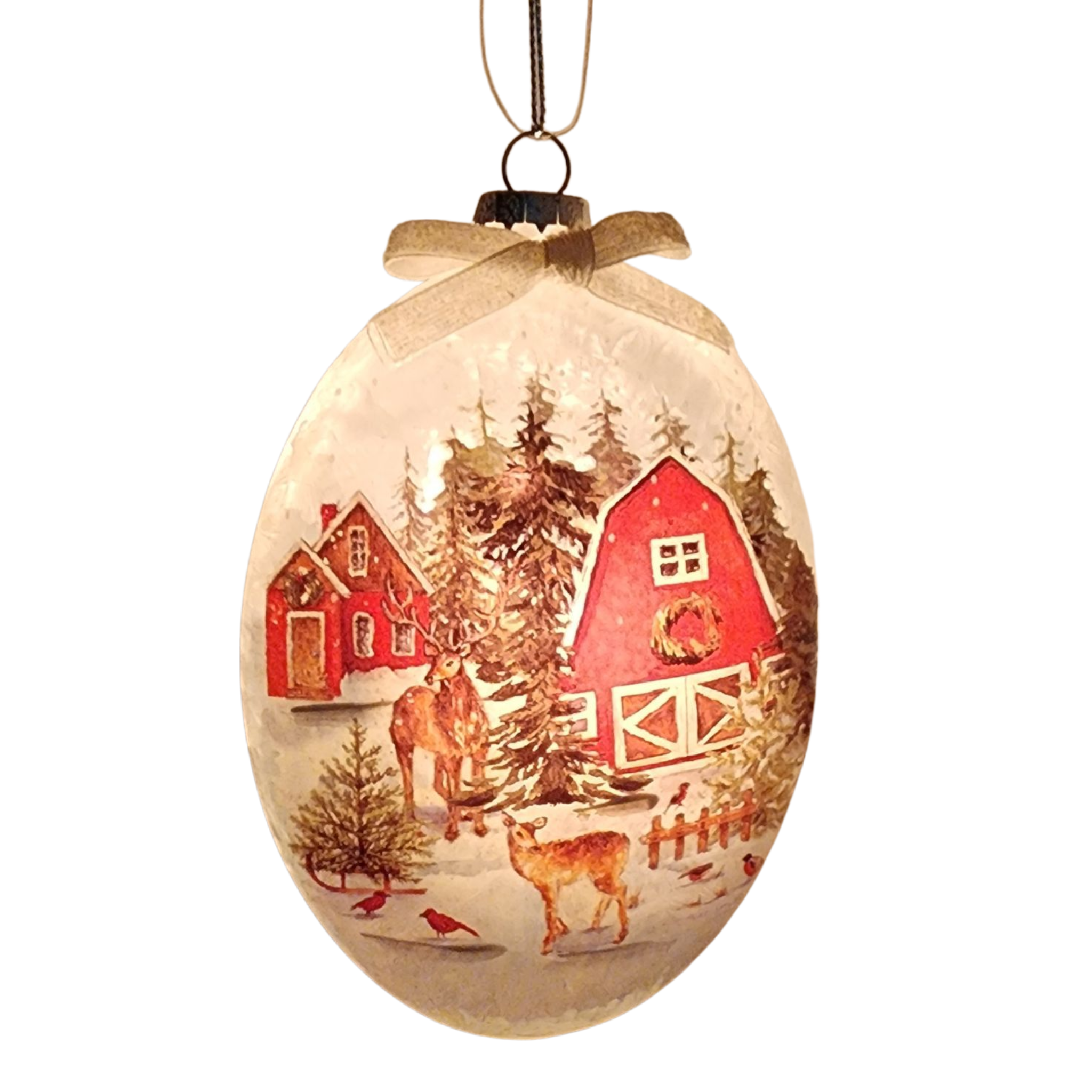 Glass "Lightable" Reindeer Visit Ornament