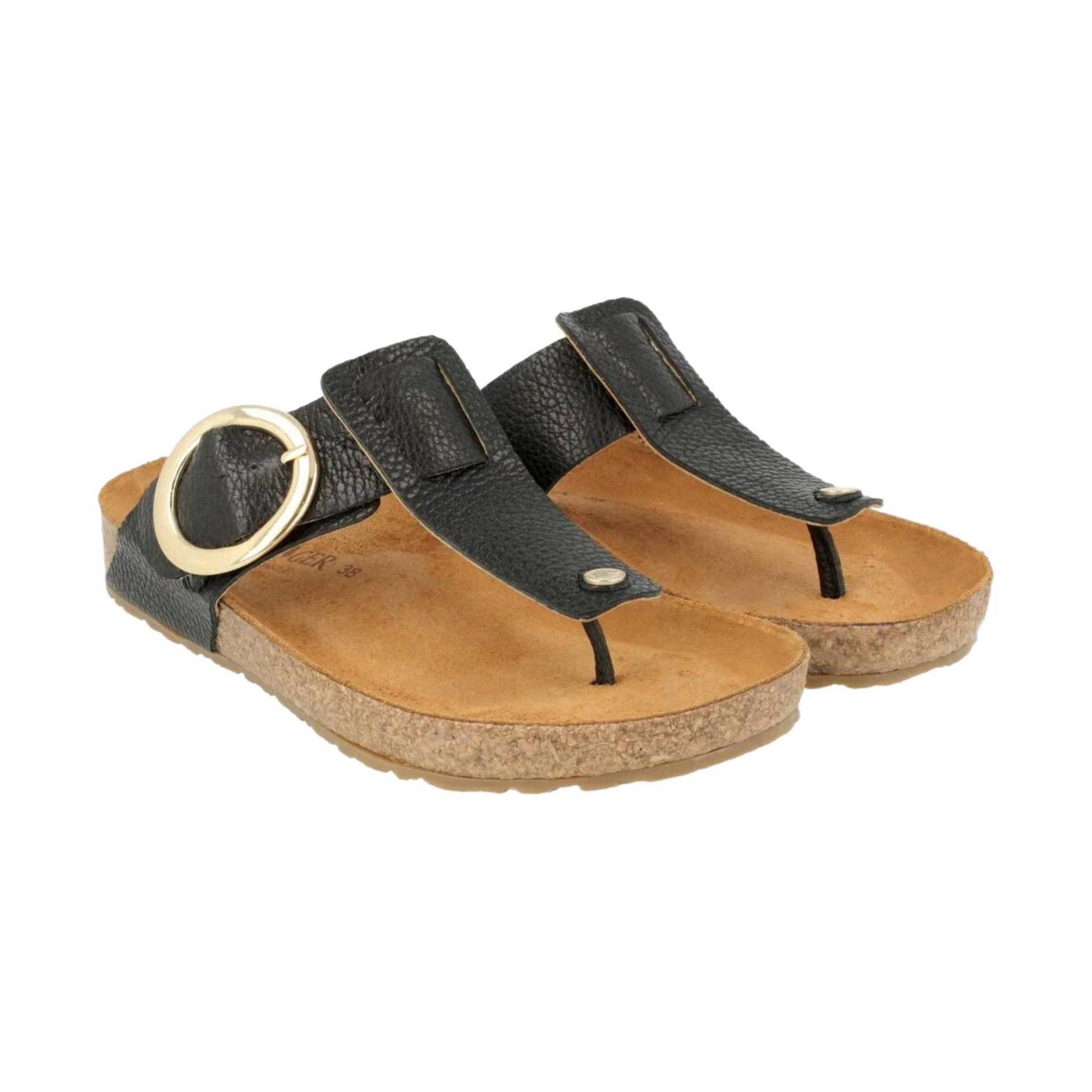 Haflinger Women's Round Buckle Corrina - Black by Lenny's Shoe & Apparel